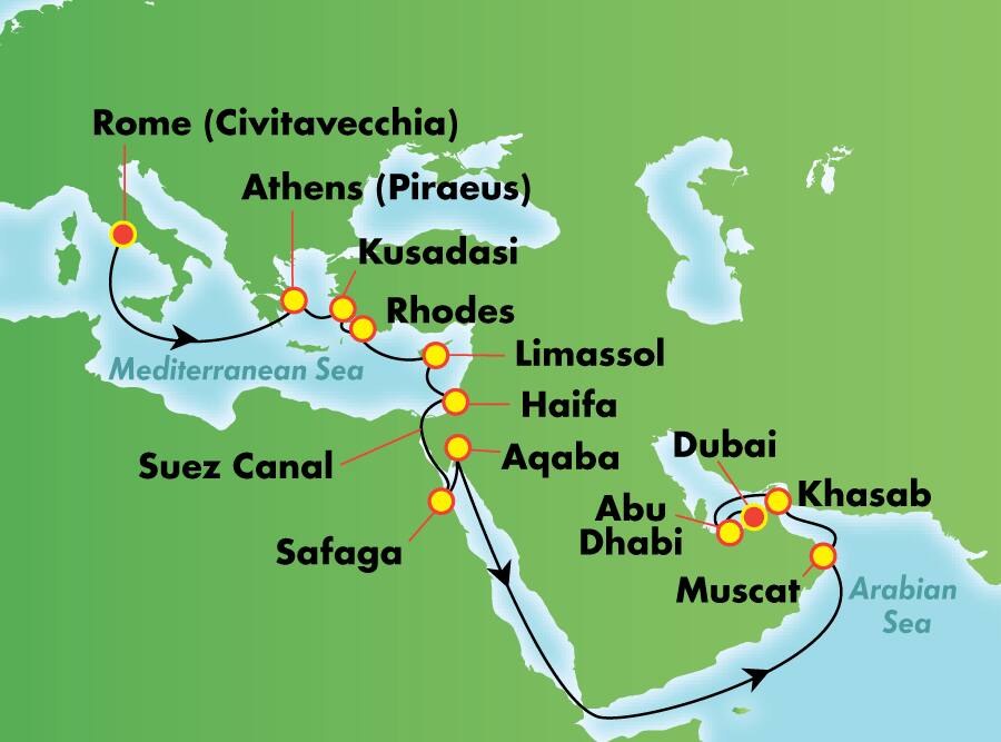 Odisea árabe: Grecia, Israel, Egipto y Abu Dhabi desde Roma (Civitavecchia), 21 días Odisea árabe: Grecia, Israel, Egipto y Abu Dhabi desde Roma (Civitavecchia), 21 días